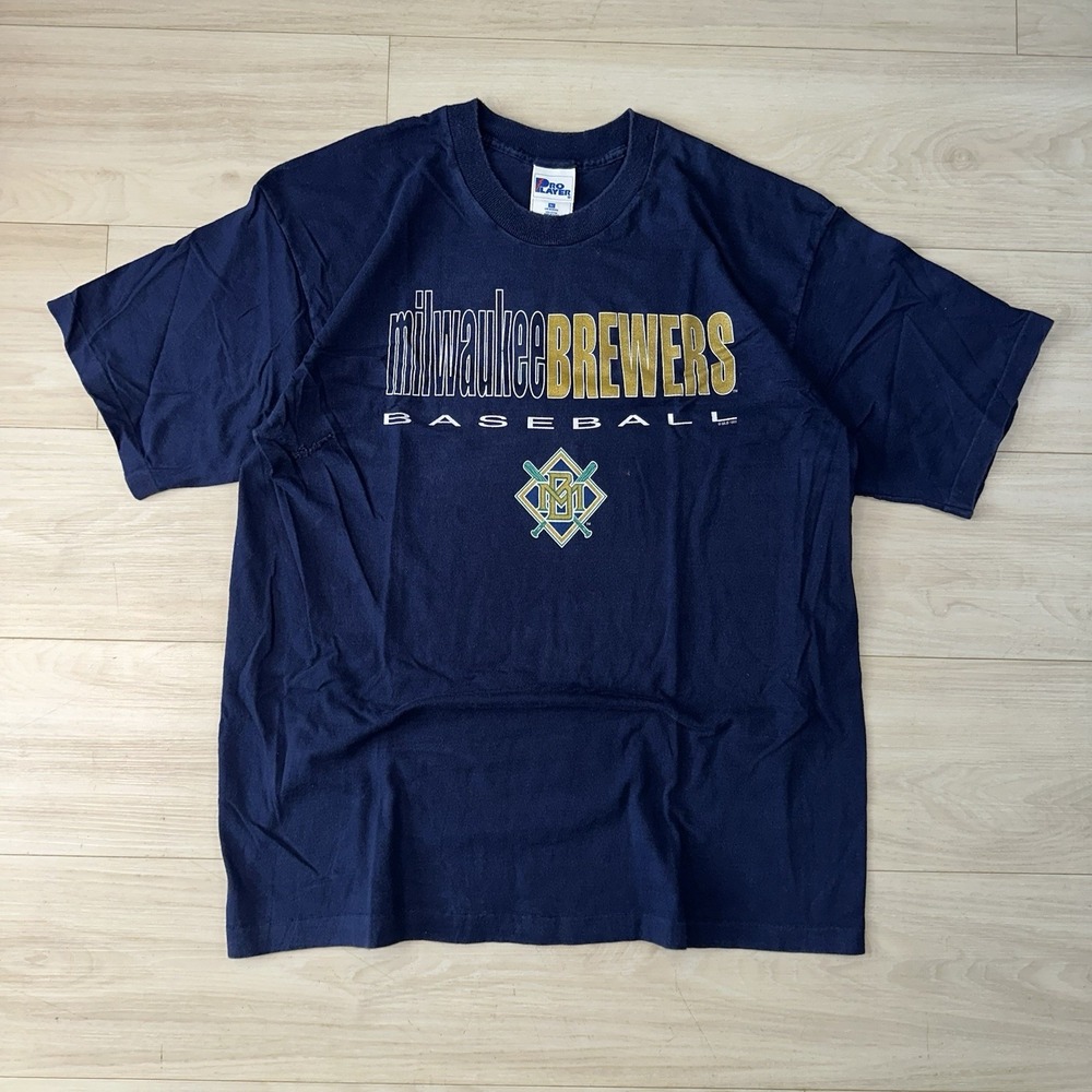 VINTAGE Milwaukee Brewers Mens XL T-shirt Pro Player 90s USA MLB Retro Baseball